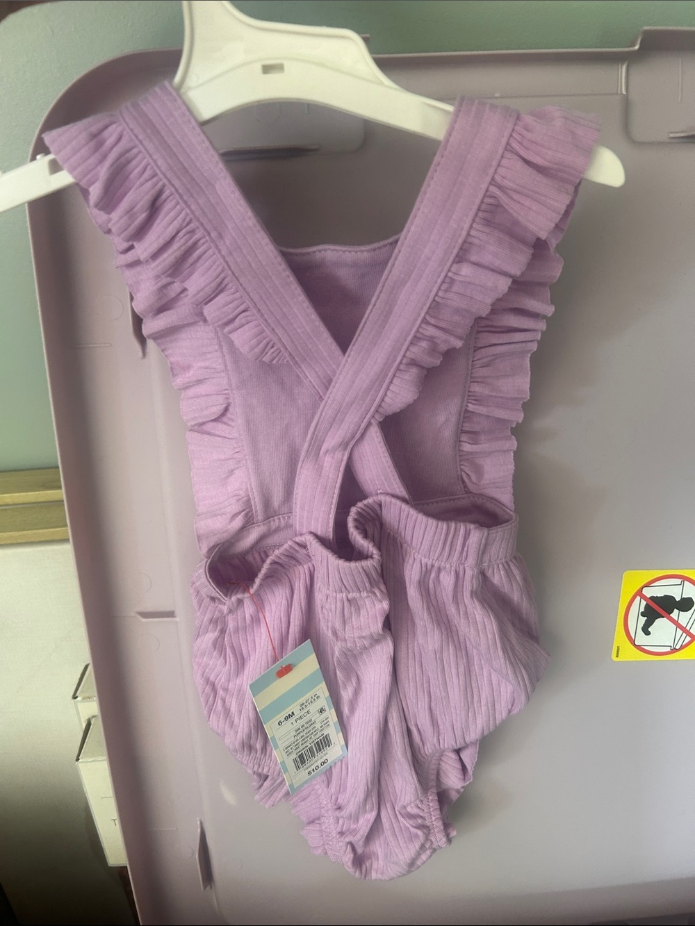 Target Girls' Purple Ribbed Ruffle Romper - Picture 3 of 3